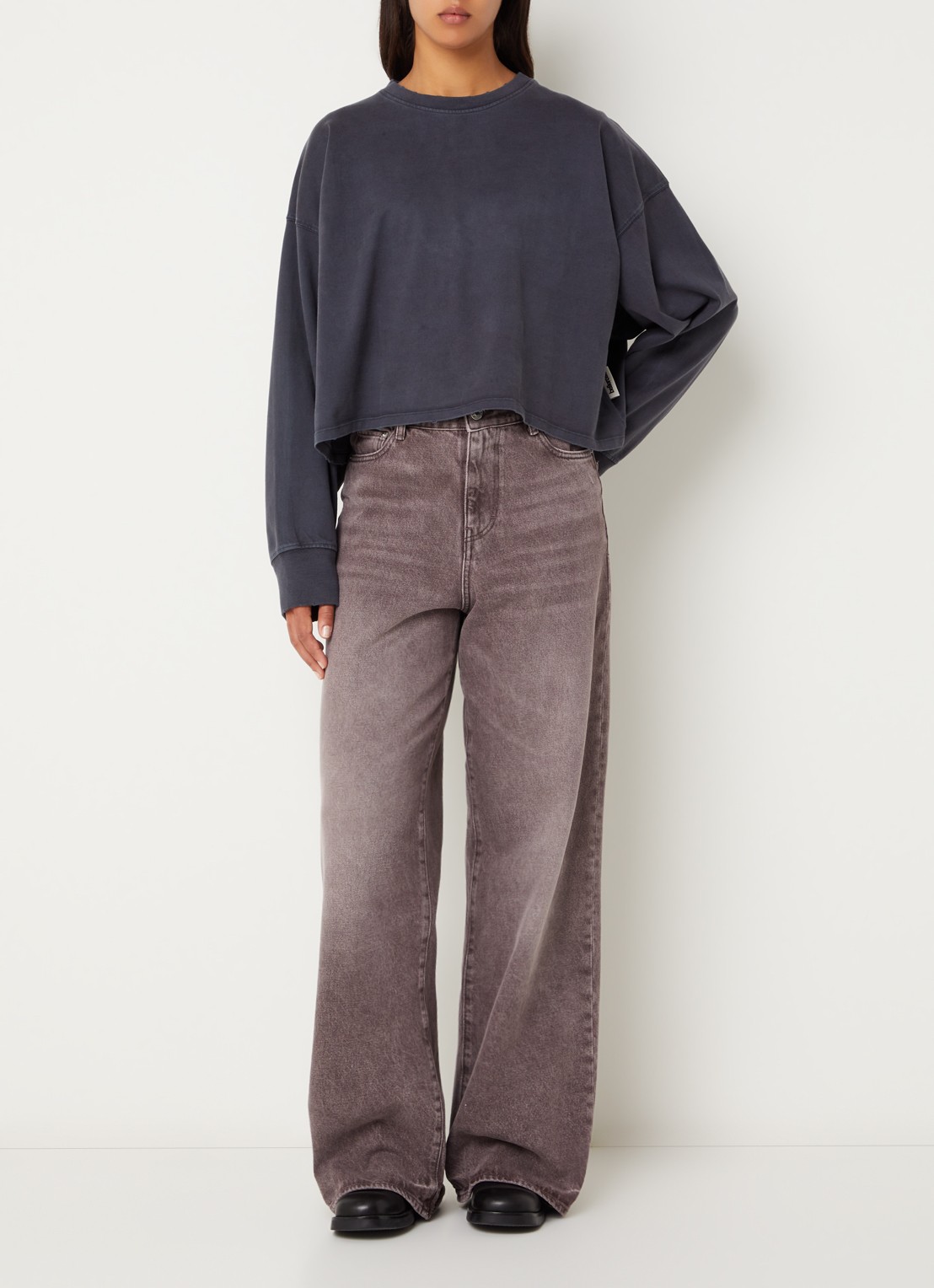 Bellerose Franto62 sweater met gerafeld detail - voorkant 4 antraciet