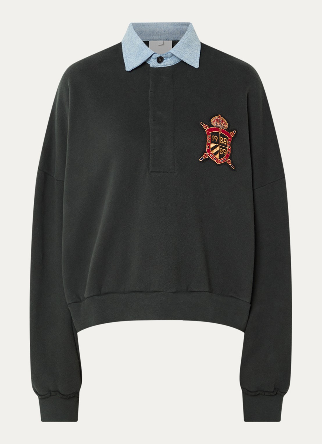 Bellerose Furento sweater met polokraag - voorkant bronsgroen