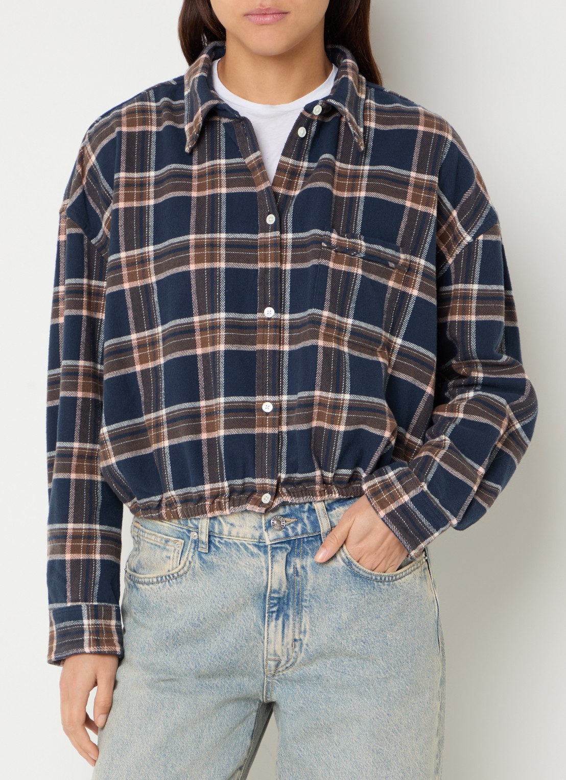 Bellerose Gemma blouse met ruitdessin - detail 4 indigo