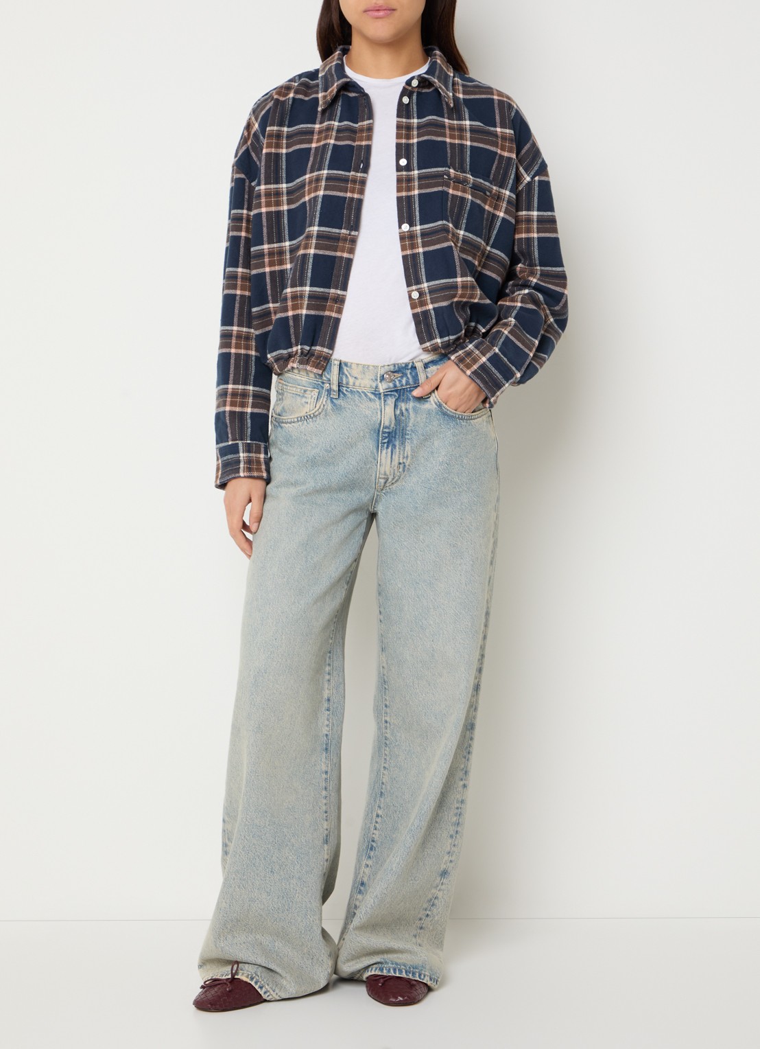 Bellerose Gemma blouse met ruitdessin - voorkant 3 indigo