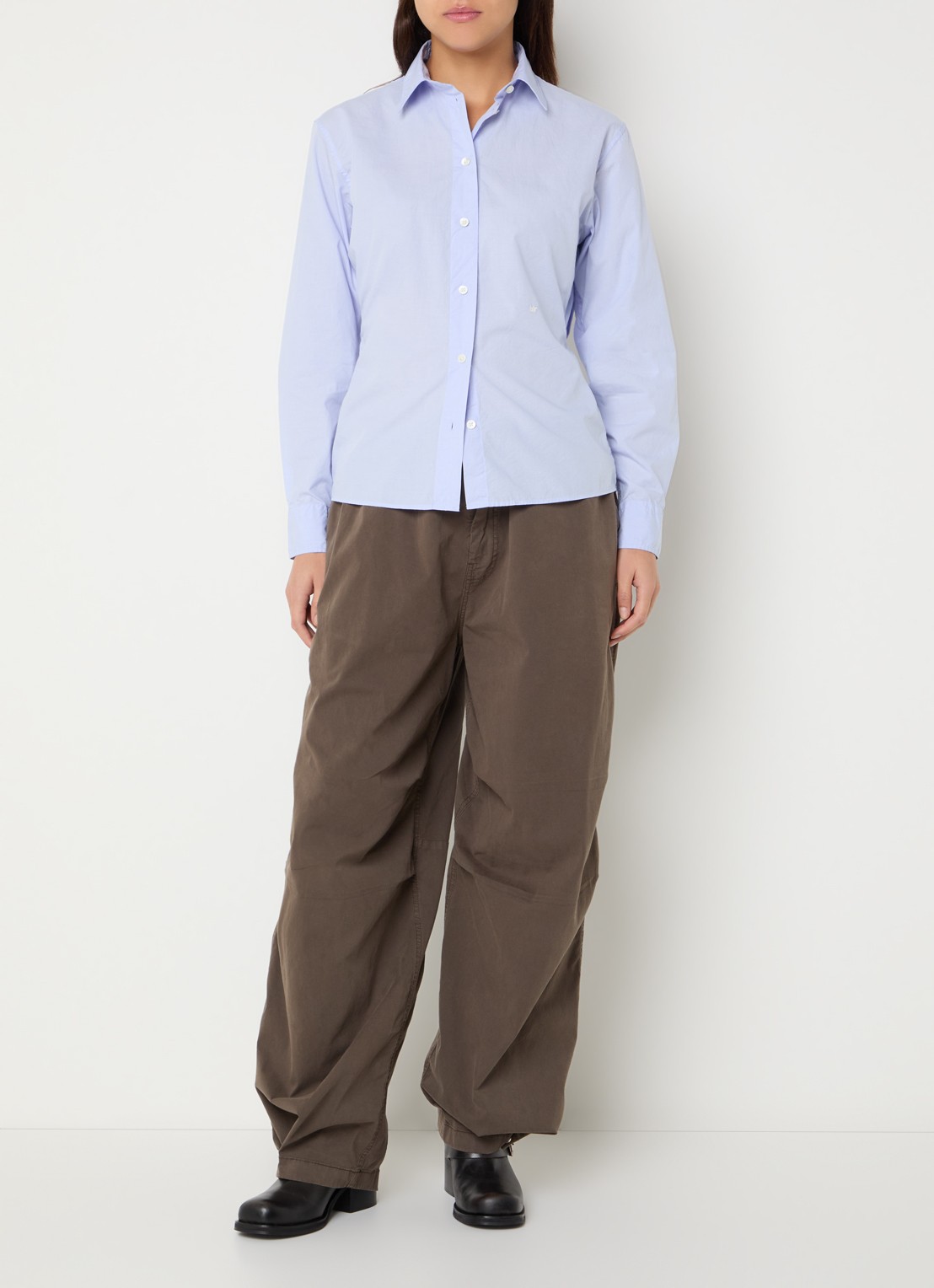 Bellerose Grey blouse met kraag - voorkant 2 lichtblauw