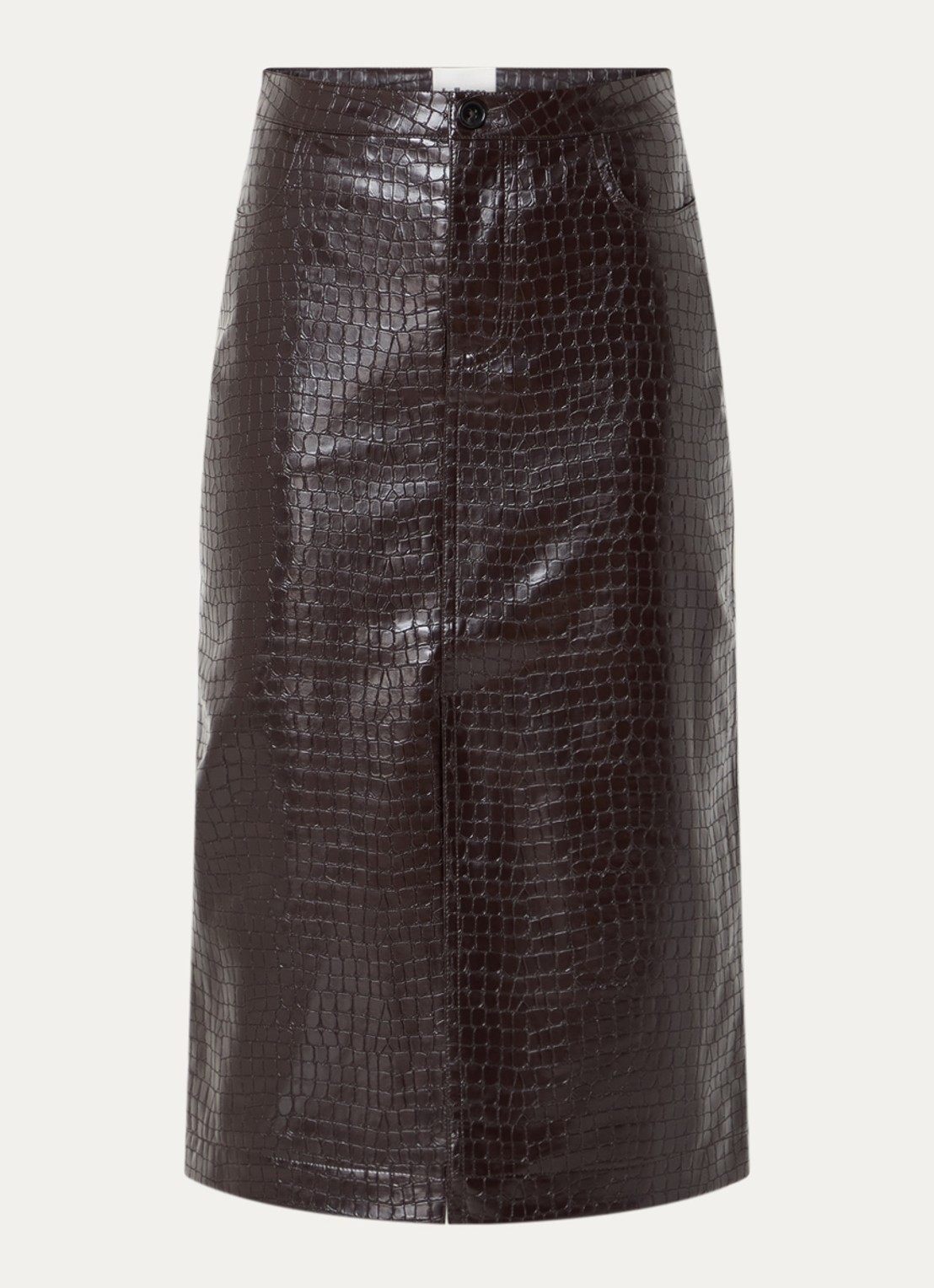 Bellerose Halina midi rok van imitatieleer met split - voorkant donkerbruin