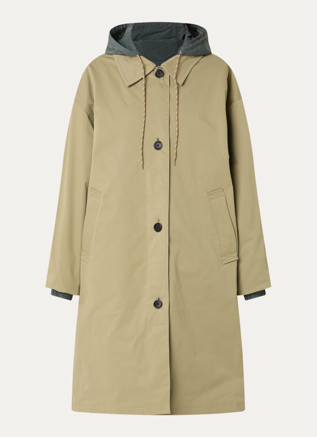 Bellerose Hearty trenchcoat met steekzakken - voorkant 3 olijfgroen