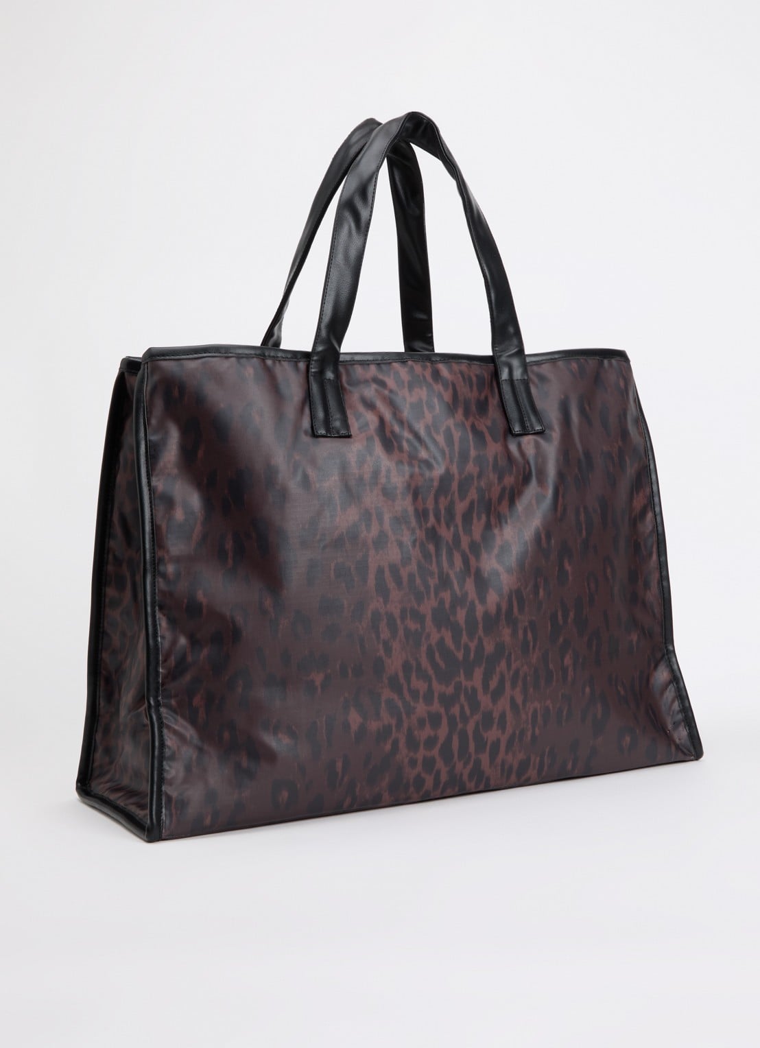 Bellerose Hecky shopper met panterprint - achterkant donkerbruin