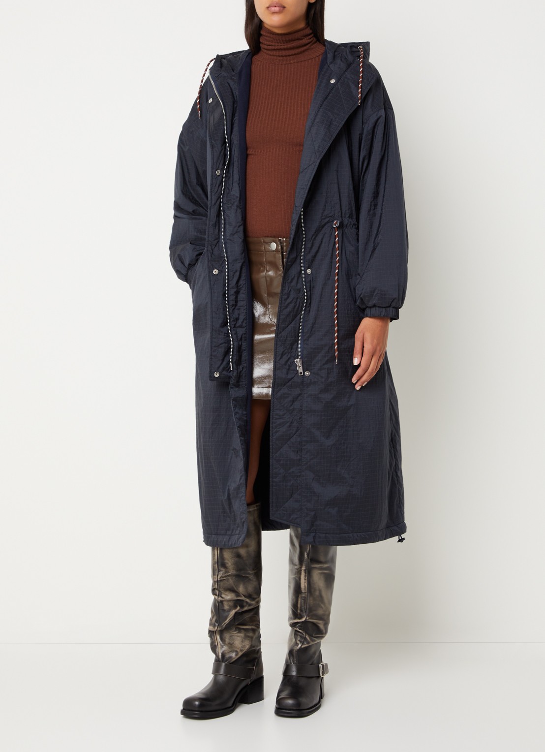 Bellerose Heleny parka met capuchon - voorkant 4 donkerblauw