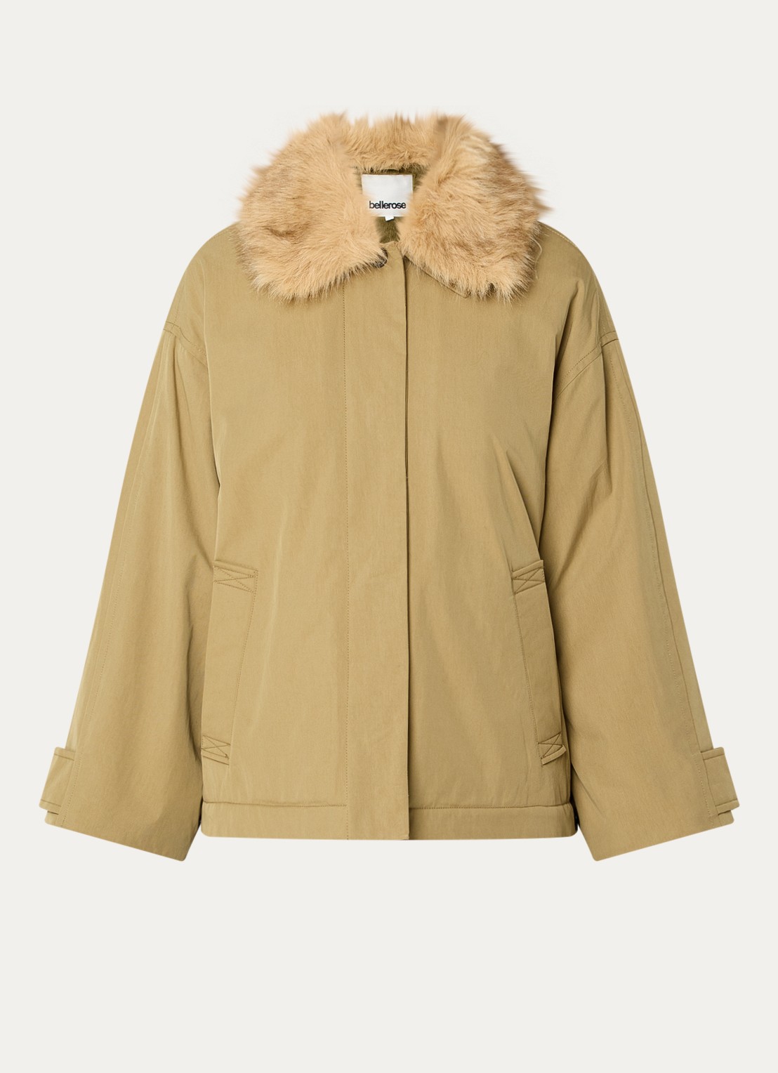 Bellerose Hilma parka met details van imitatiebont - voorkant 2 mosgroen