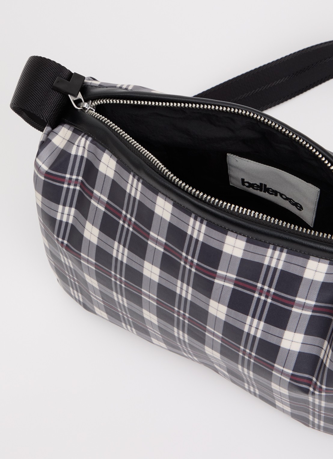 Bellerose Hobbes crossbodytas met ruitdessin en verstelbare schouderriem - detail 3 donkerblauw