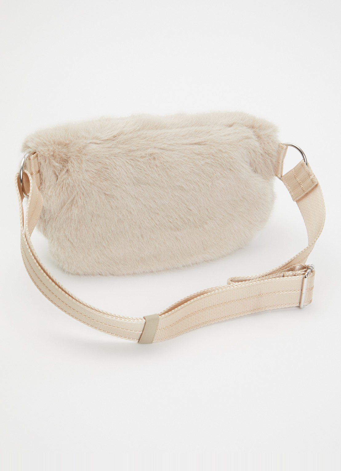 Bellerose Hoswel crossbodytas van imitatiebont met verstelbare schouderriem  - achterkant 5 zand