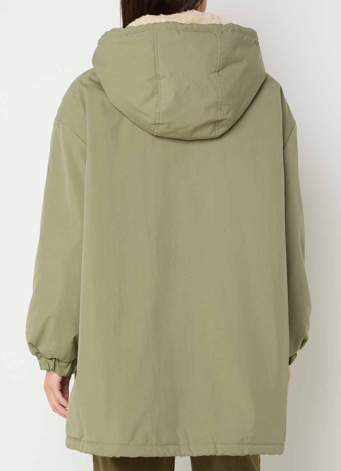 Bellerose Jade oversized gewatteerde parka met capuchon - achterkant 2 olijfgroen