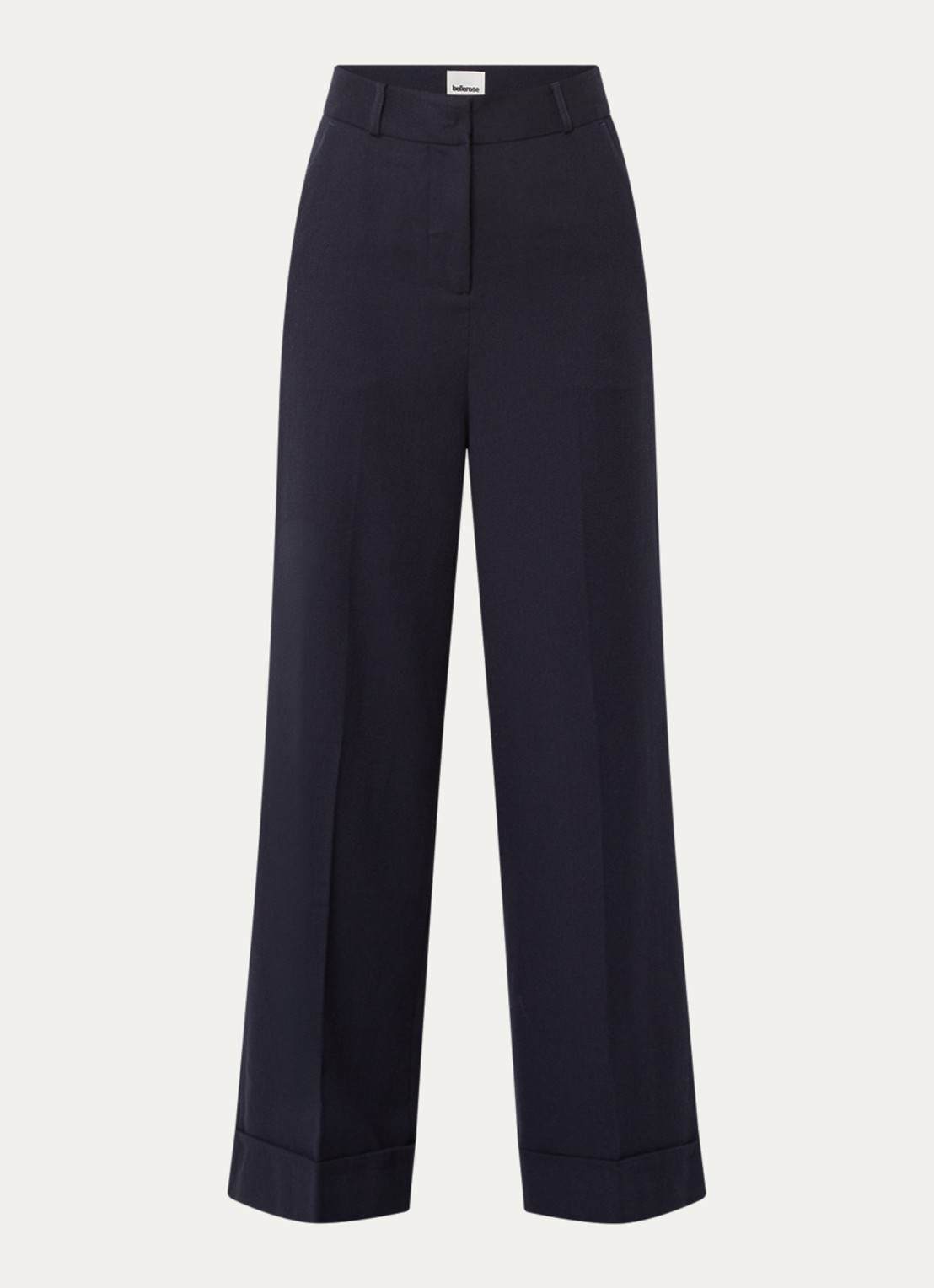 Bellerose Japan high waist wide fit broek in wolblend - voorkant donkerblauw