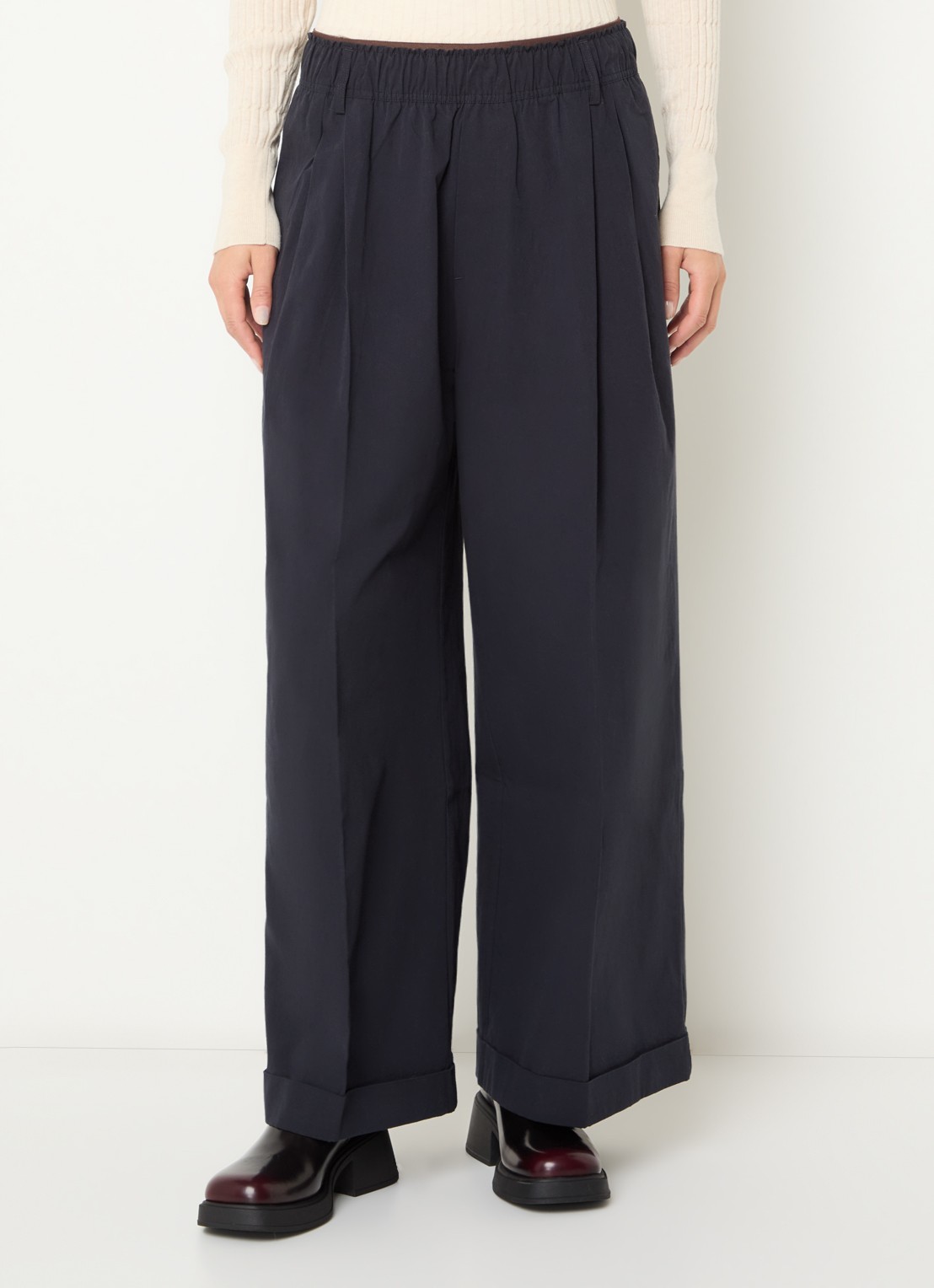 Bellerose Jasha high waist wide fit broek met steekzakken - detail 4 zwart