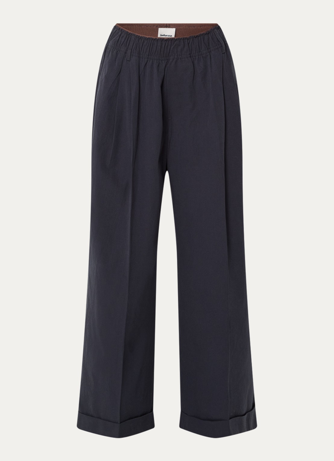 Bellerose Jasha high waist wide fit broek met steekzakken - voorkant 2 zwart