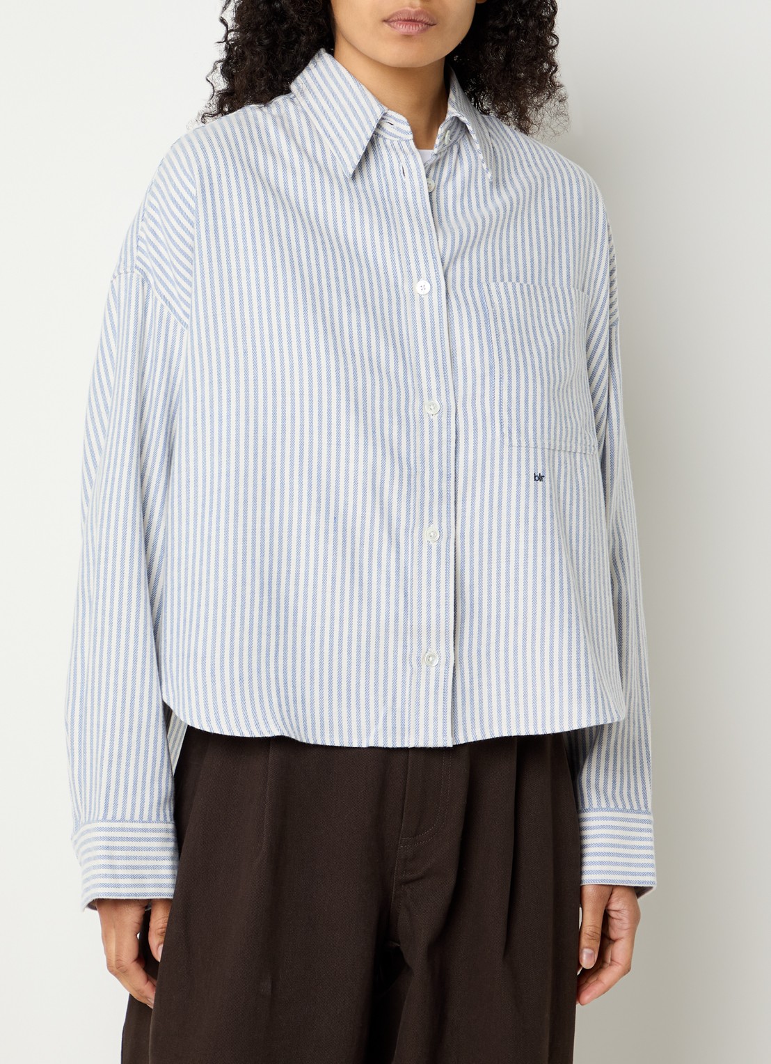 Bellerose Jaxie blouse met streepprint - detail grijs