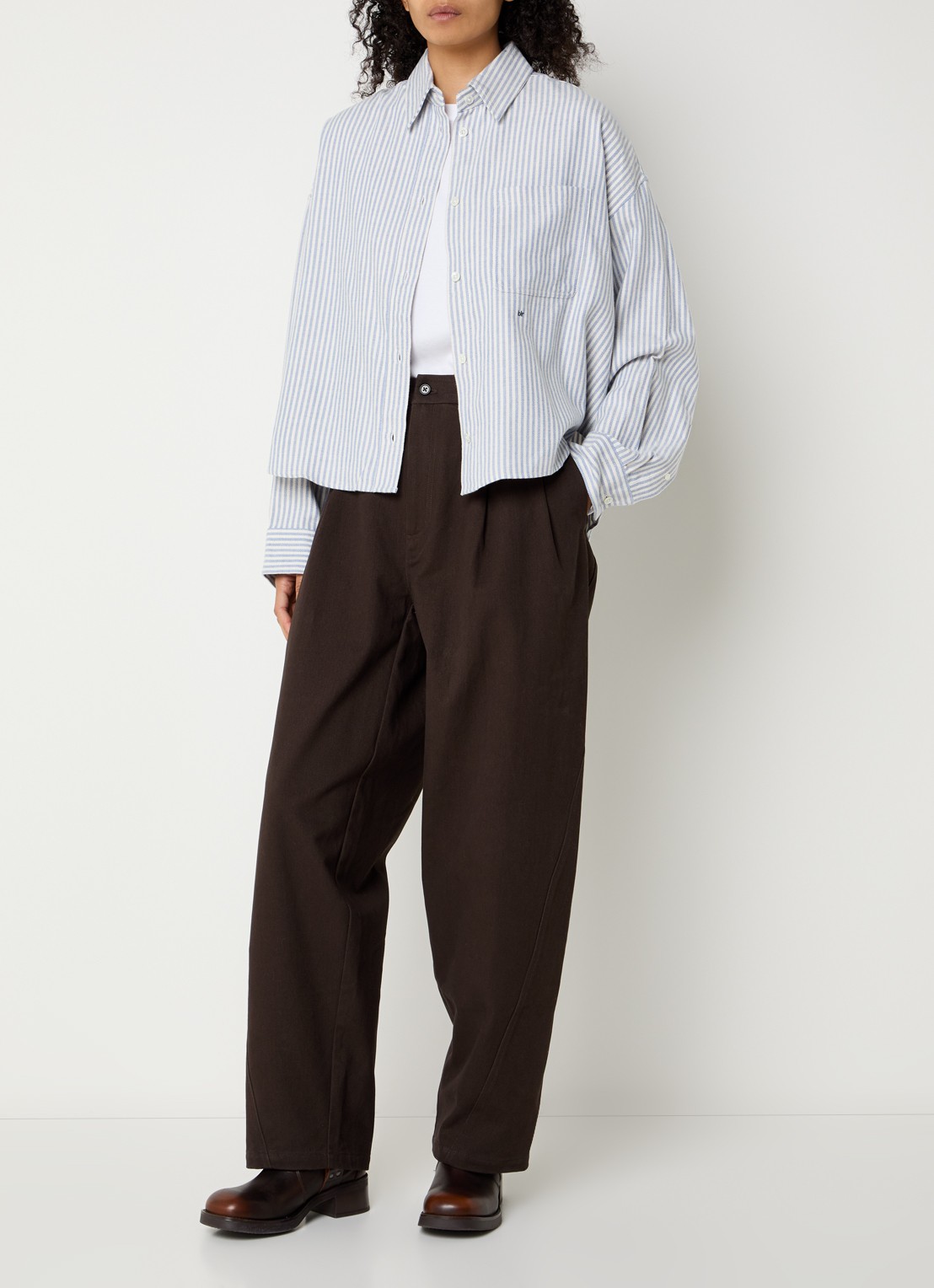 Bellerose Jaxie blouse met streepprint - voorkant 3 grijs