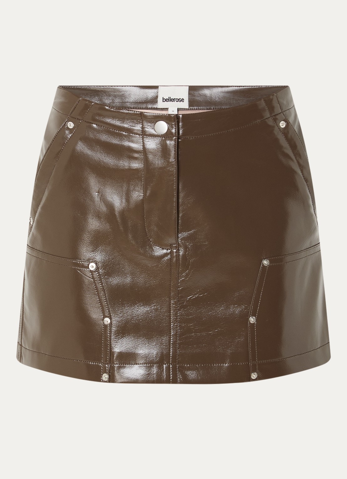 Bellerose Jeezy mini rok van imitatieleer - voorkant 3 bruin