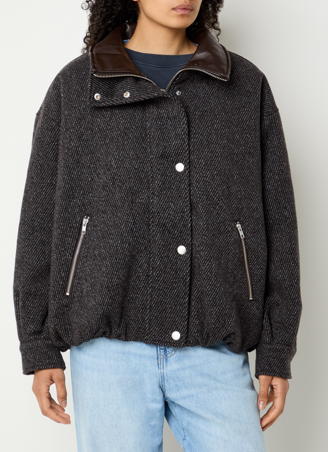Bellerose Jellis jack in wolblend met ritszakken - detail 4 grijs