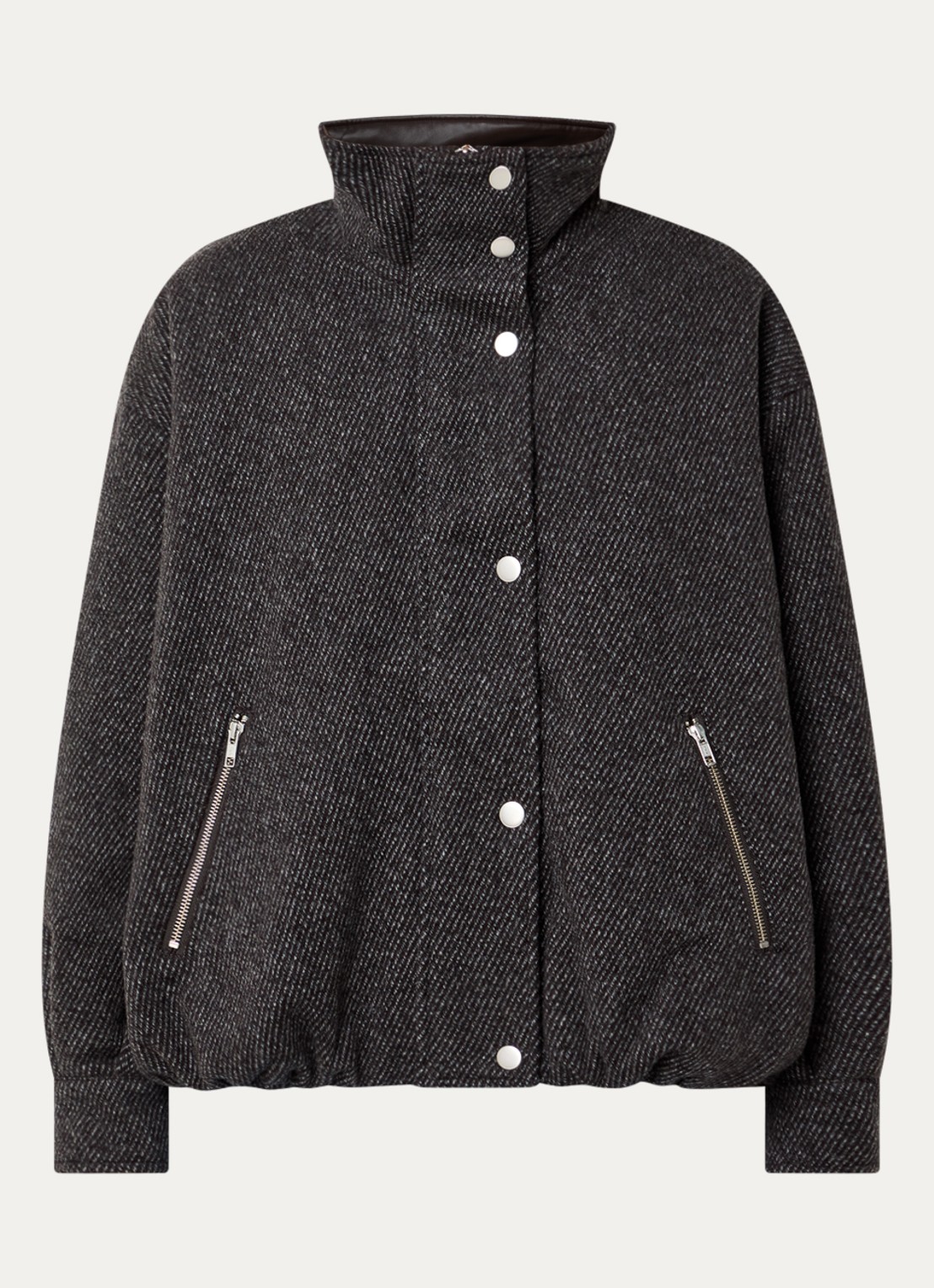 Bellerose Jellis jack in wolblend met ritszakken - voorkant grijs