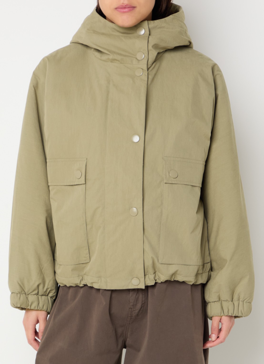 Bellerose Jenna parka met opgestikte zakken - detail mosgroen