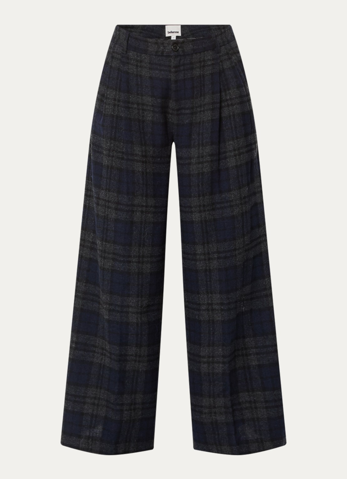 Bellerose Jenoa high waist wide fit broek in wolblend - voorkant 3 donkerblauw
