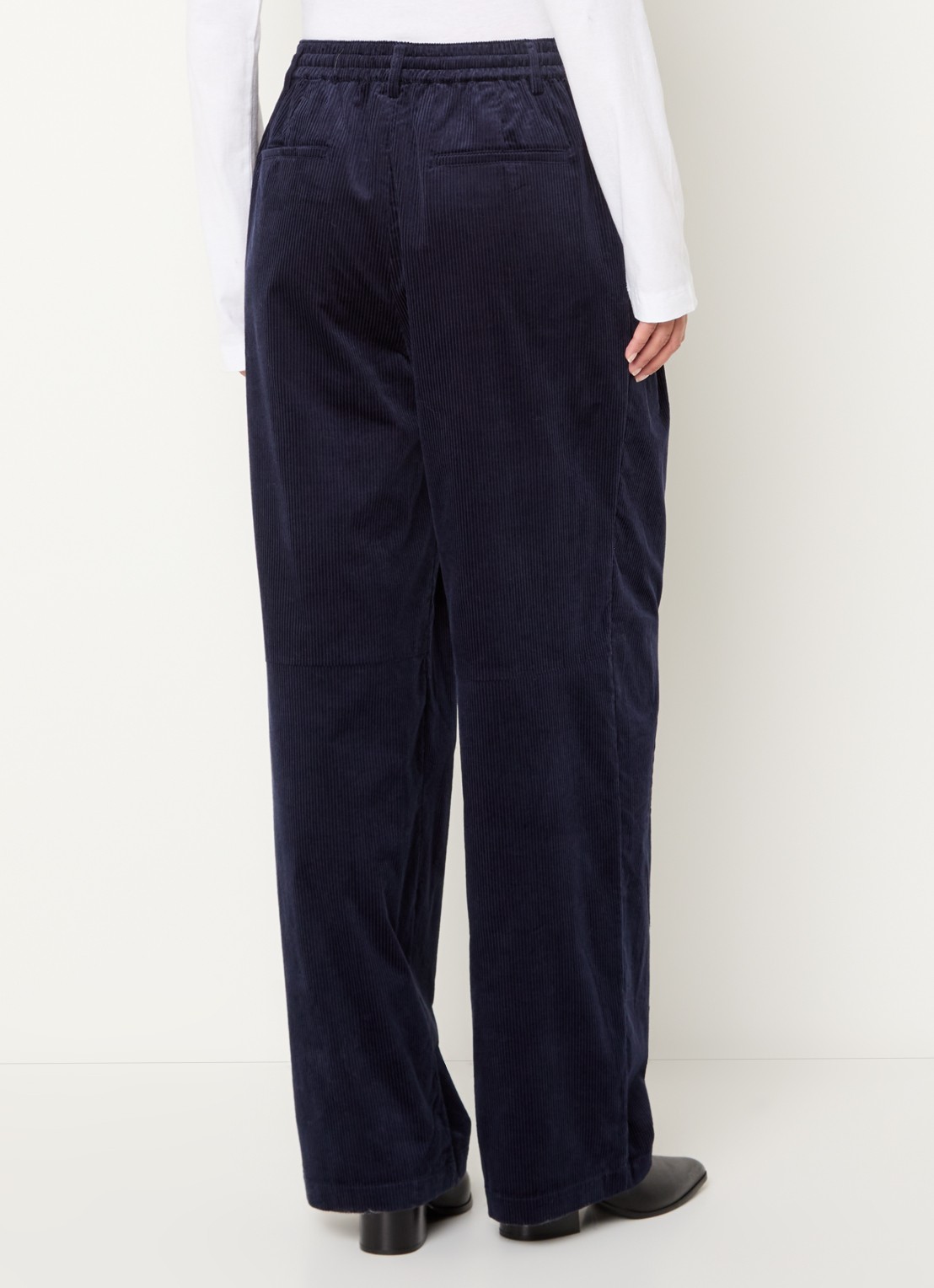 Bellerose Jil high waist wide fit broek met steekzakken - achterkant 4 donkerblauw