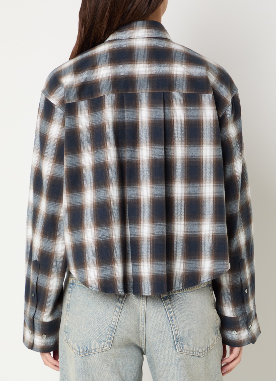 Bellerose Johan blouse met ruitdessin - achterkant 2 hazelnootbruin