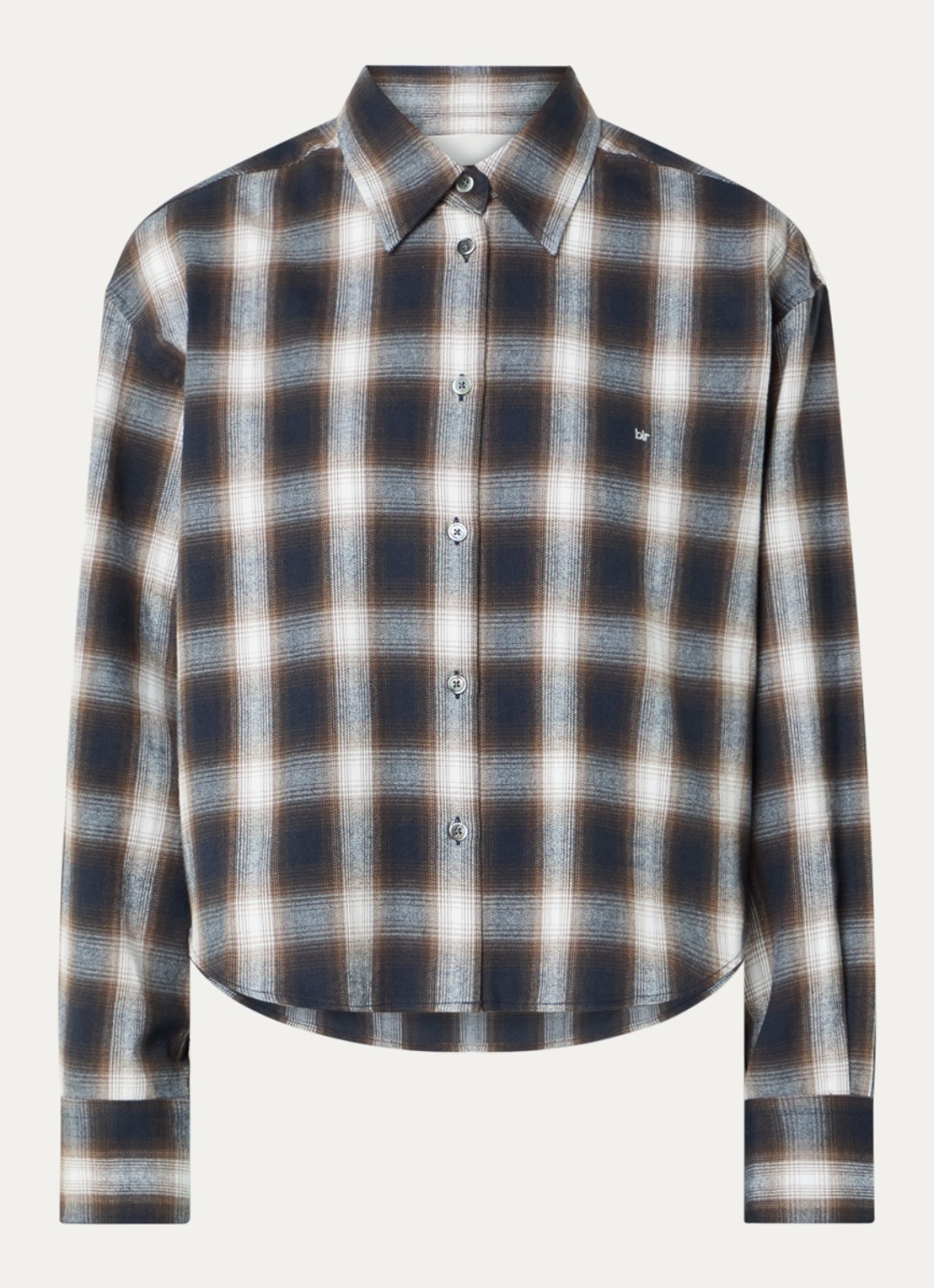 Bellerose Johan blouse met ruitdessin - voorkant 3 hazelnootbruin