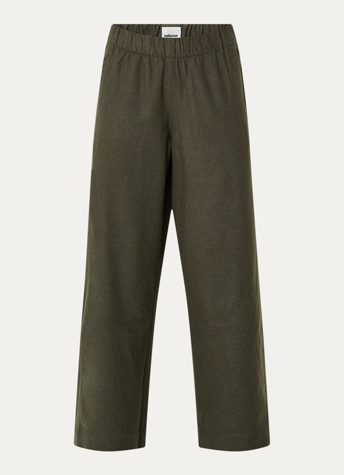 Bellerose Joline mid waist straight fit broek in wolblend - voorkant 3 olijfgroen