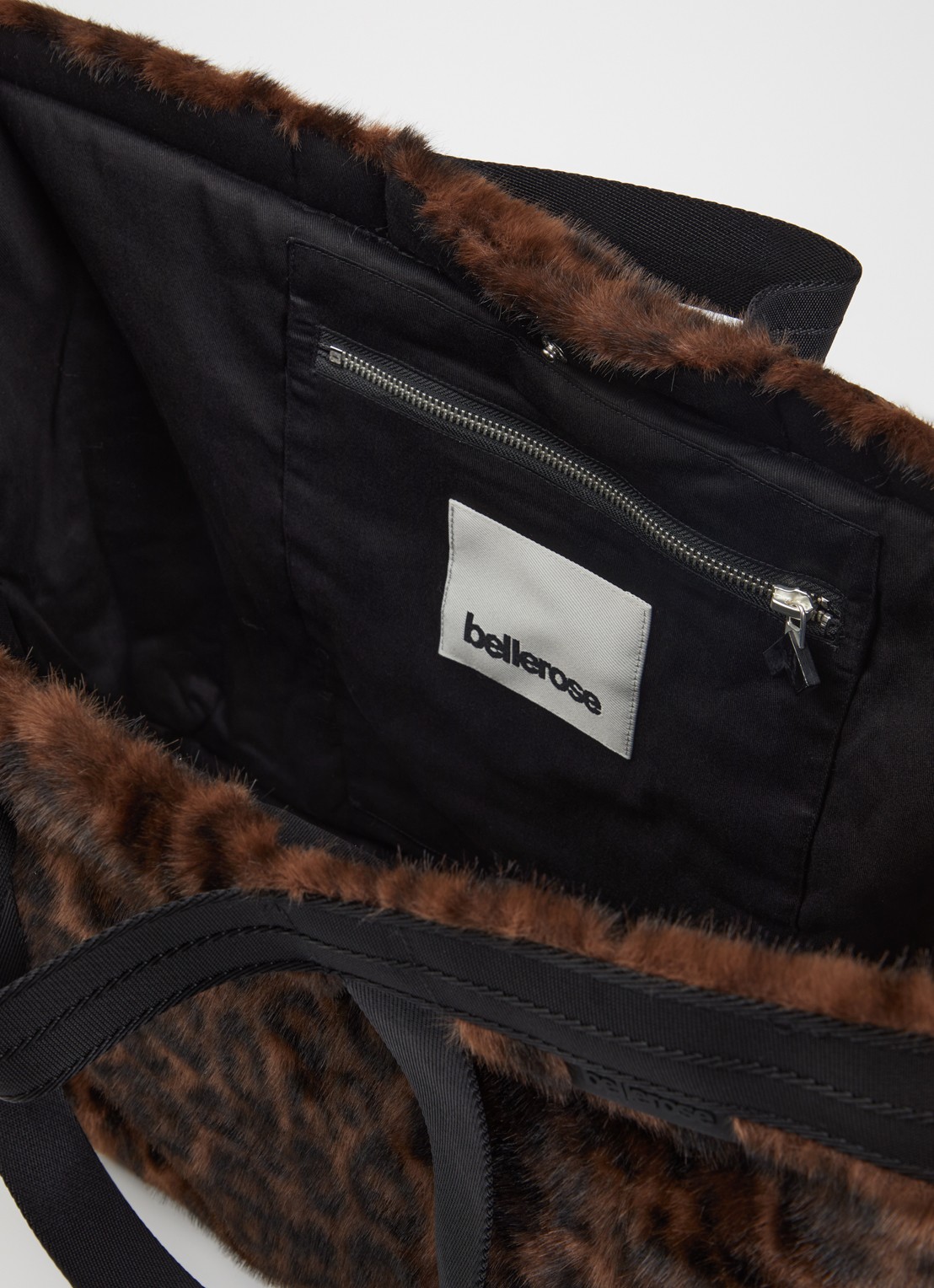 Bellerose Jommie shopper van imitatiebont met panterprint  - detail 2 donkerbruin