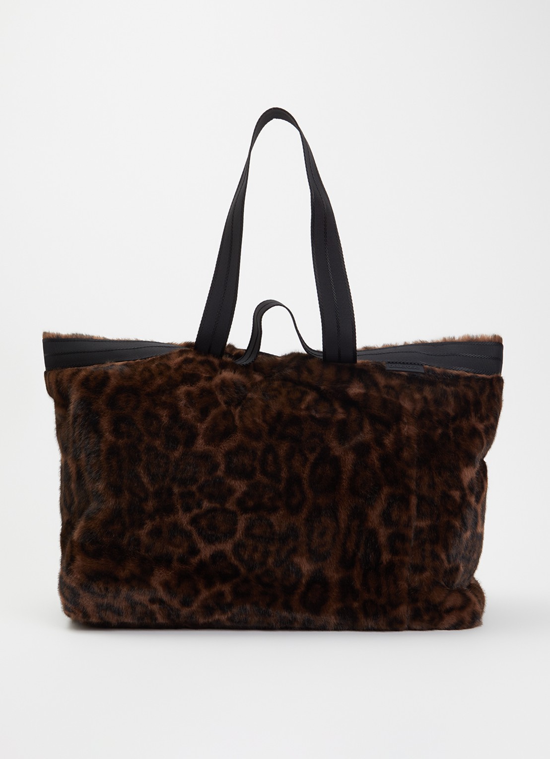 Bellerose Jommie shopper van imitatiebont met panterprint  - voorkant donkerbruin