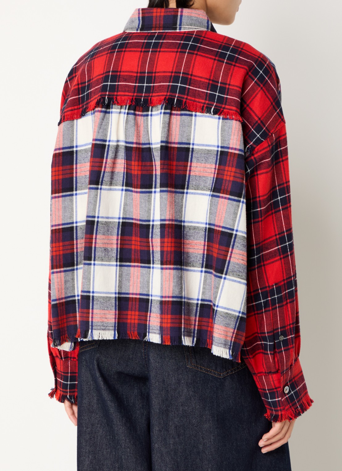 Bellerose Jonnie blouse met ruitdessin en borstzak - achterkant 4 rood