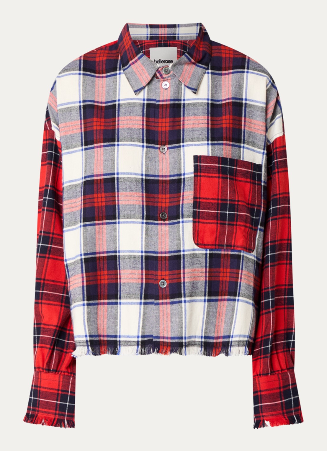 Bellerose Jonnie blouse met ruitdessin en borstzak - voorkant rood