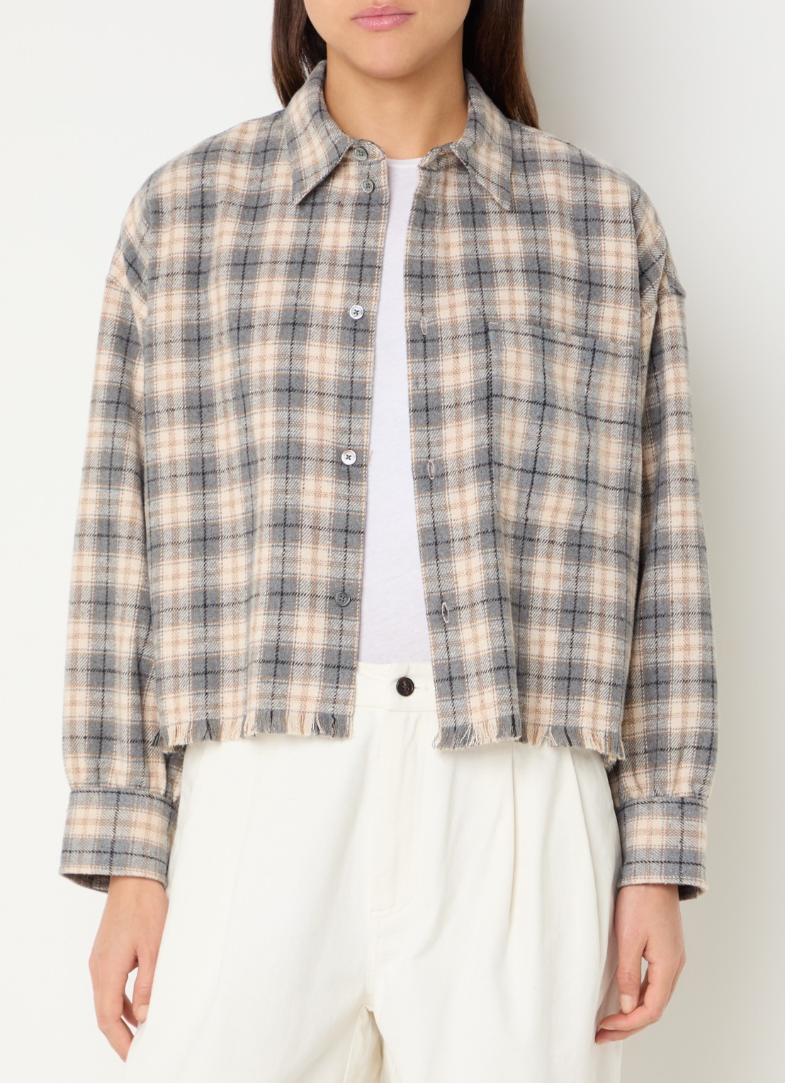 Bellerose Jonnie blouse met ruitdessin - detail 4 antraciet