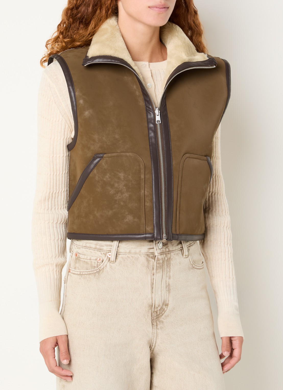 Bellerose Jonson reversible bodywarmer met steekzakken - detail bruin