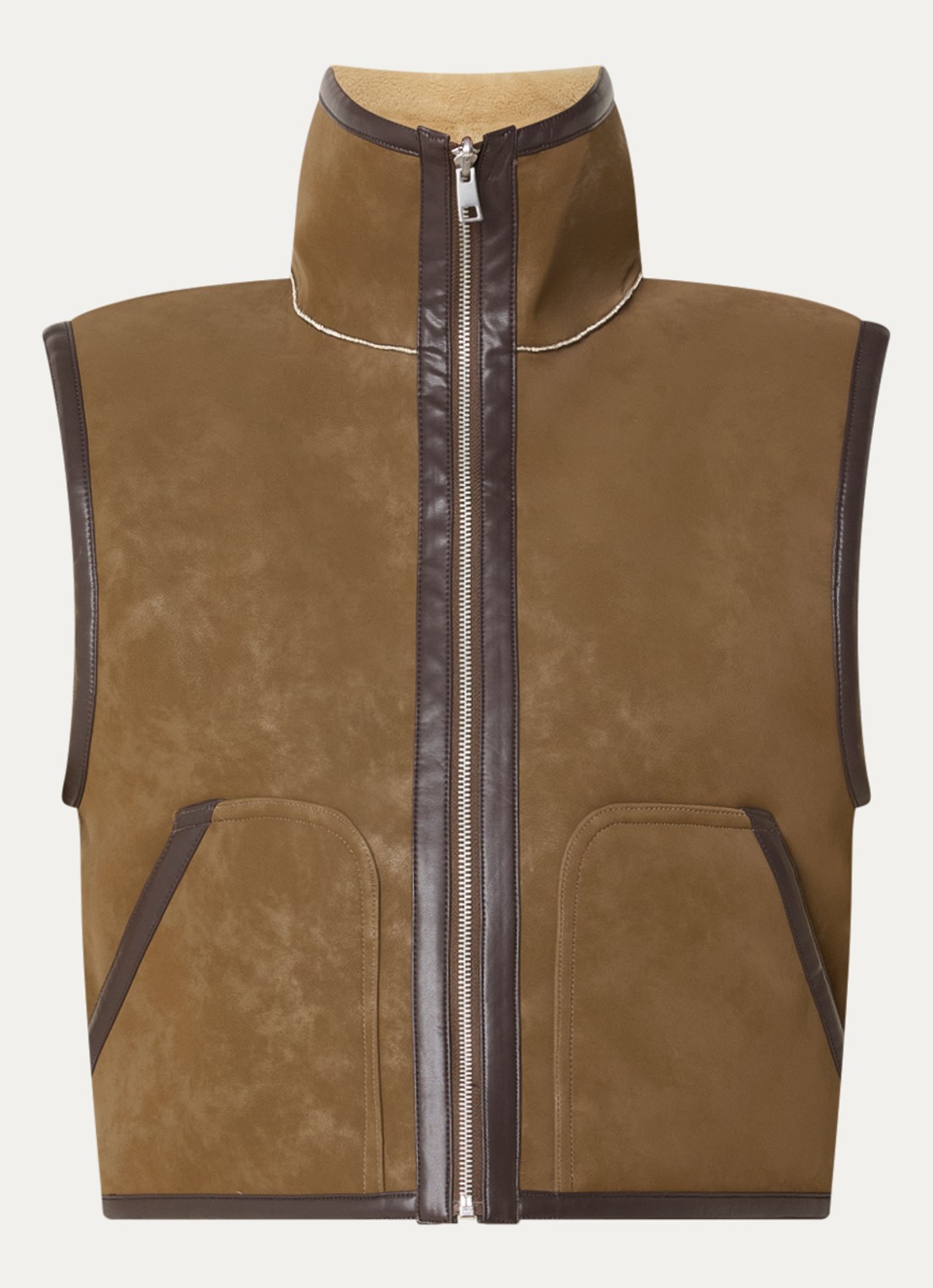 Bellerose Jonson reversible bodywarmer met steekzakken - voorkant 3 bruin
