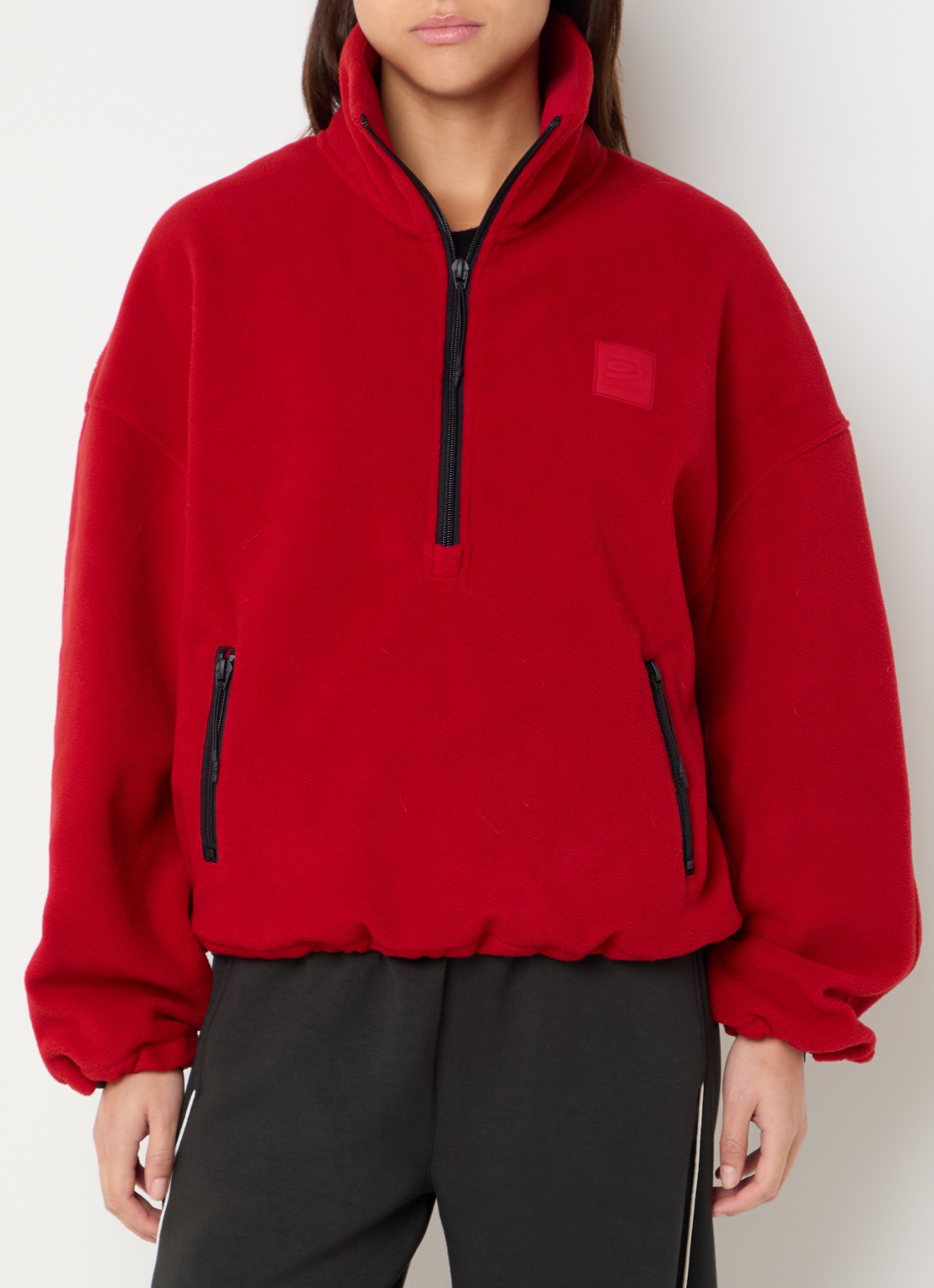 Bellerose Josie fijngebreide trui met halve rits - detail donkerrood