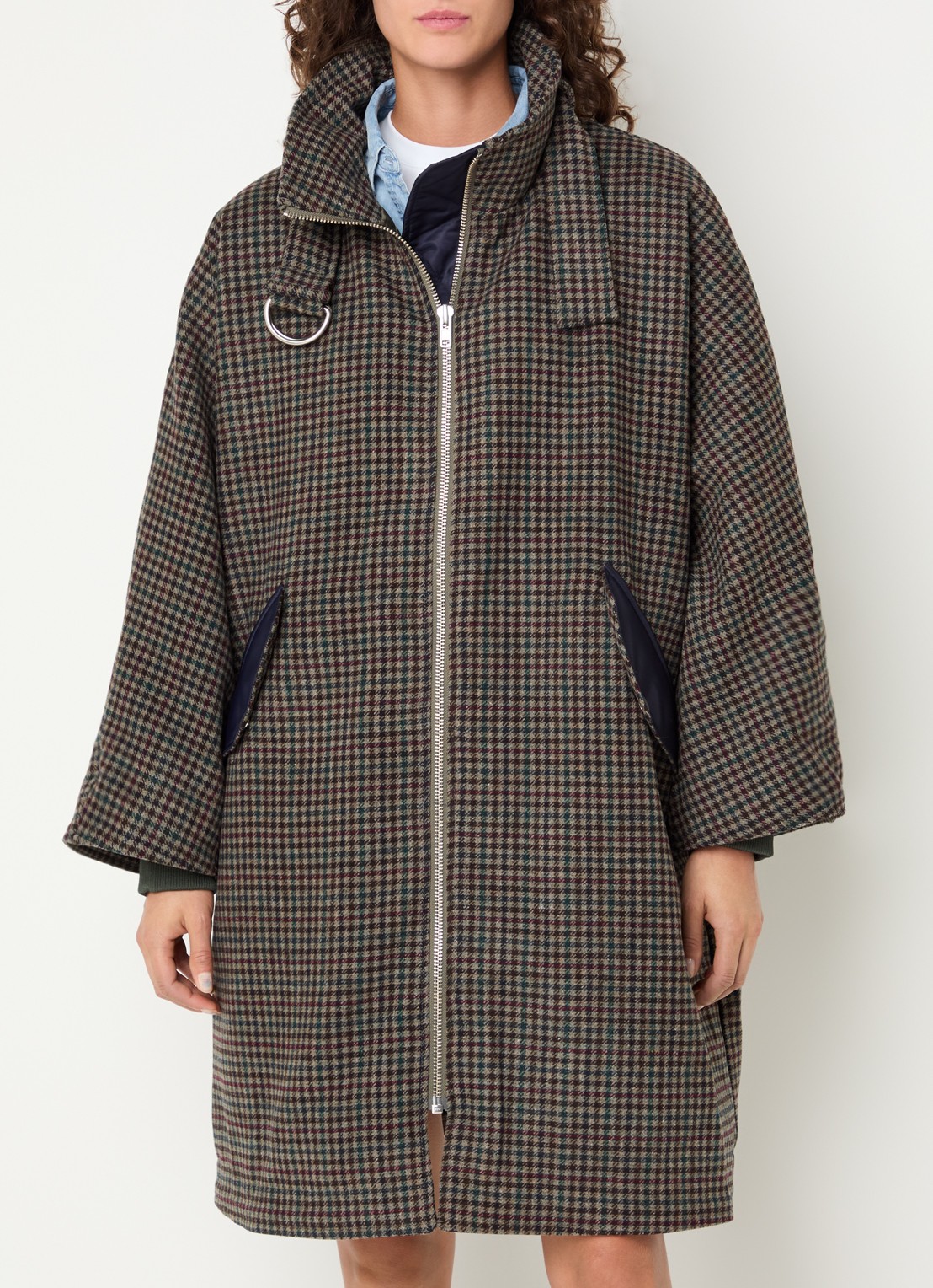 Bellerose Juny mantel van wol met ruitdessin - detail bruin