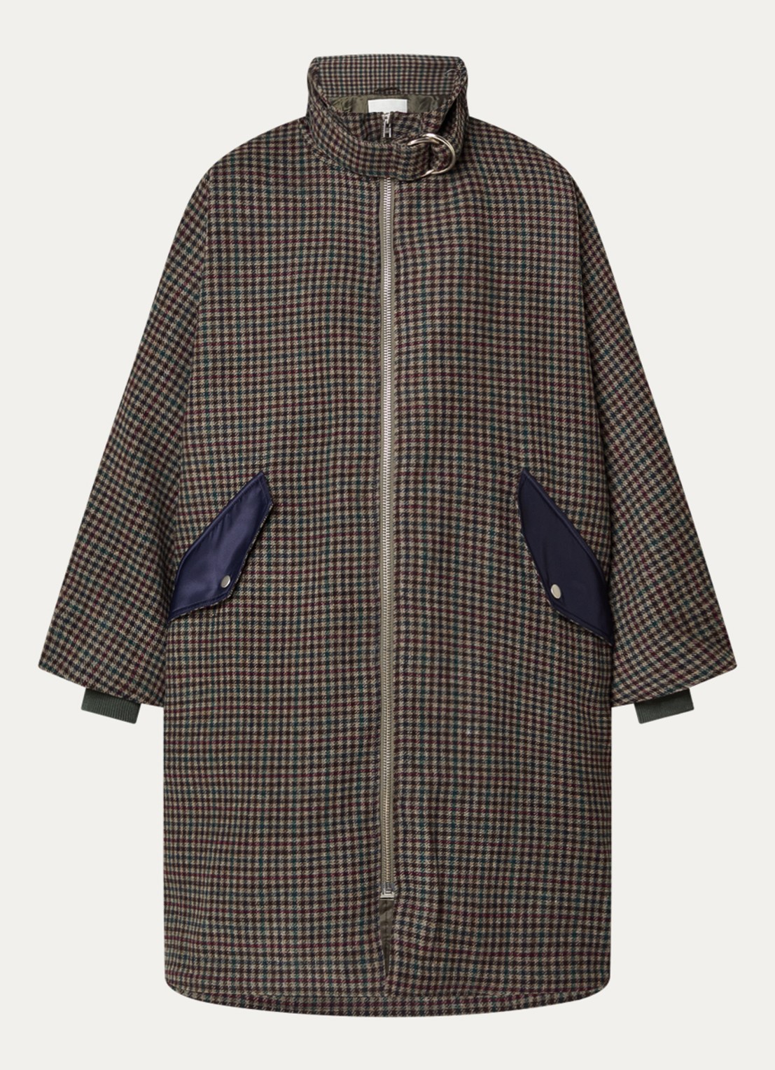 Bellerose Juny mantel van wol met ruitdessin - voorkant 2 bruin