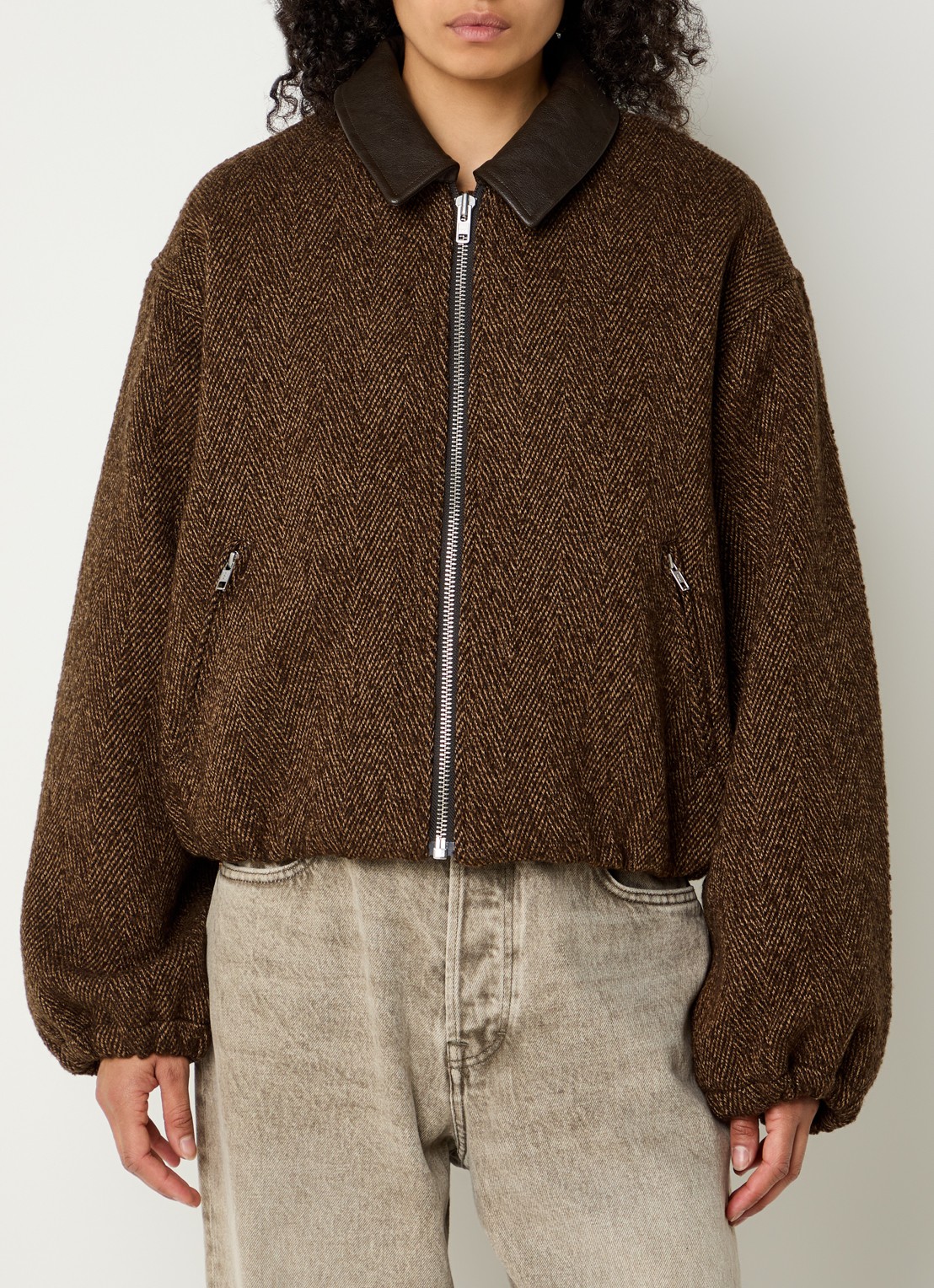Bellerose Justine jack in wolblend met ritszakken  - detail bruin