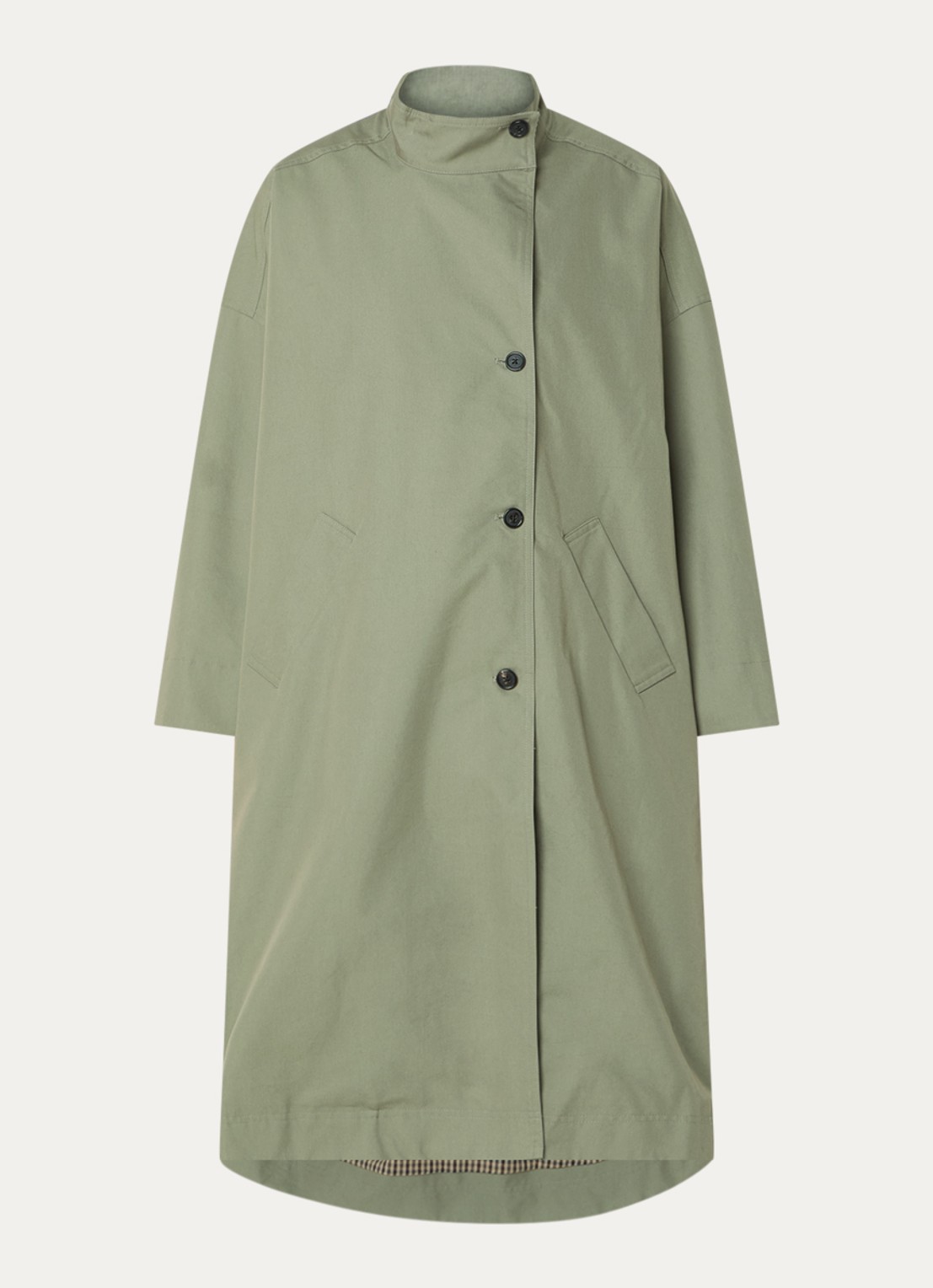 Bellerose Juttac trenchcoat met steekzakken - voorkant 3 mosgroen