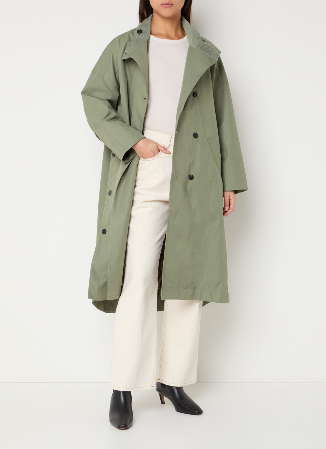 Bellerose Juttac trenchcoat met steekzakken - voorkant 4 mosgroen