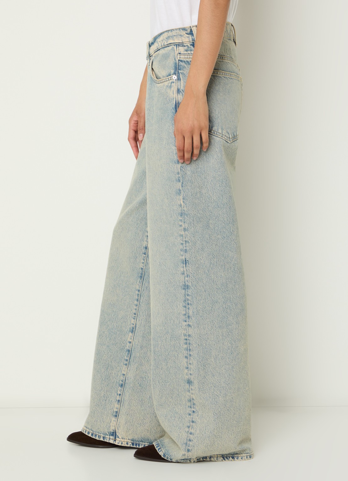 Bellerose Kansas high waist wide leg jeans met verwassen afwerking - detail 2 indigo