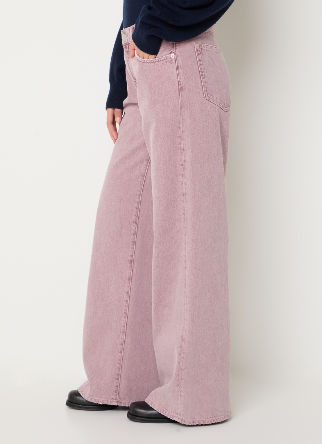 Bellerose Kansas mid waist wide fit jeans met gekleurde wassing - detail 5 oudroze