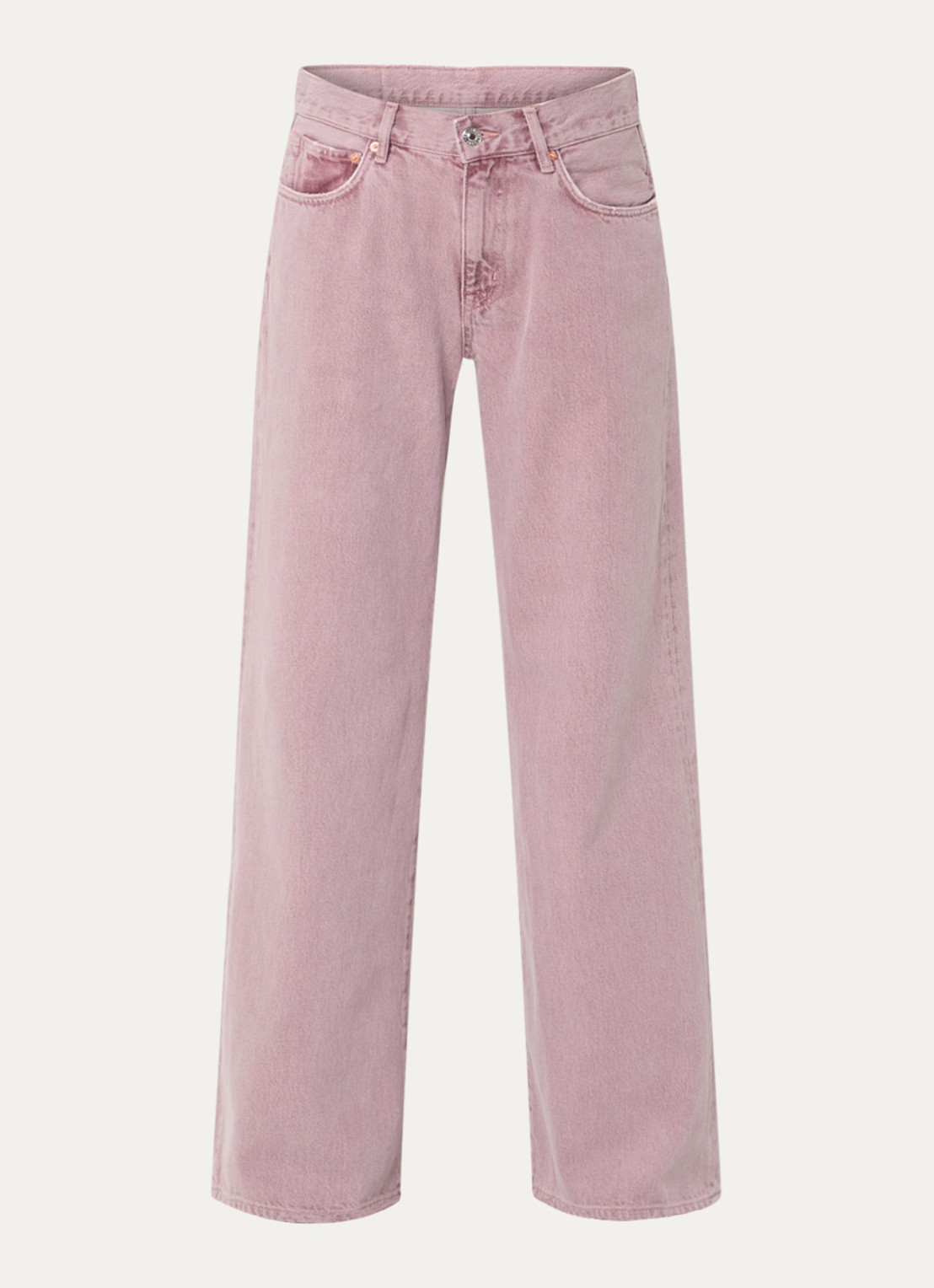 Bellerose Kansas mid waist wide fit jeans met gekleurde wassing - voorkant oudroze
