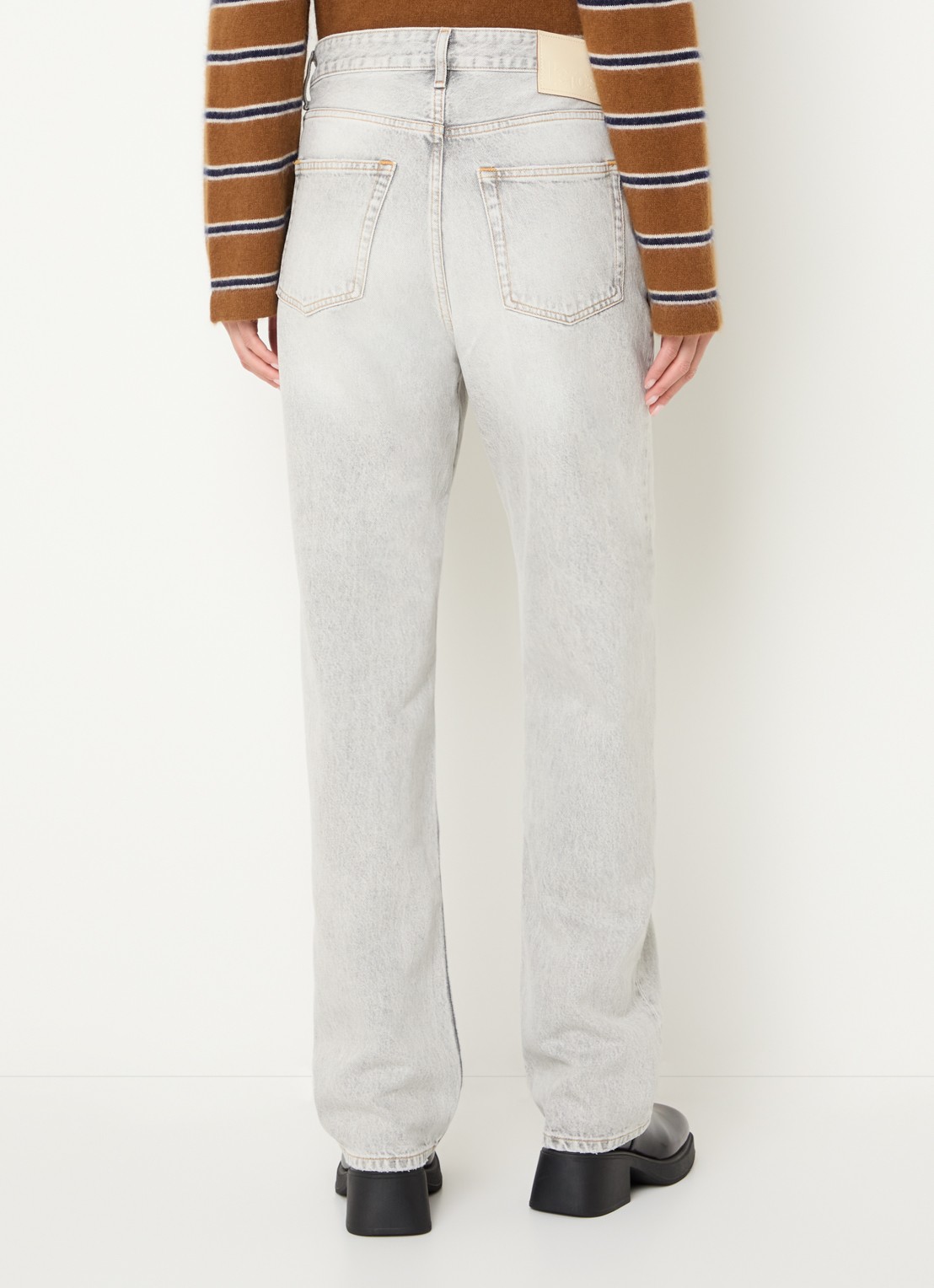 Bellerose Katy high waist slim fit jeans met gekleurde wassing - achterkant 5 lichtgrijs