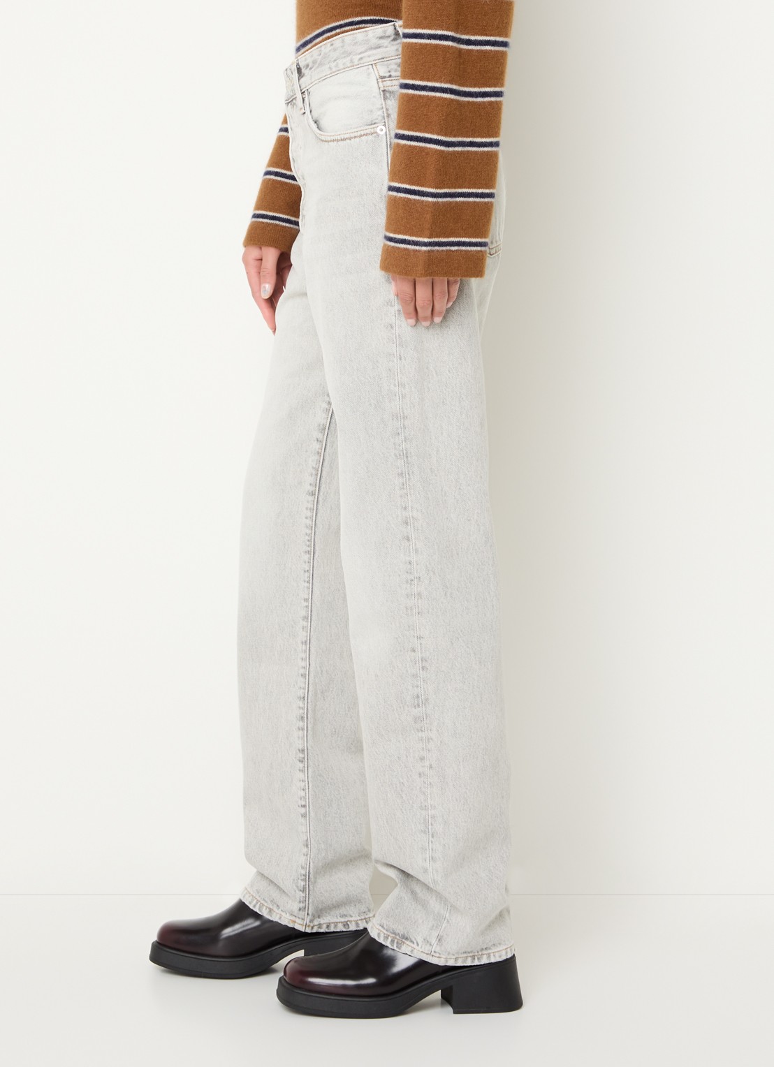 Bellerose Katy high waist slim fit jeans met gekleurde wassing - detail 4 lichtgrijs