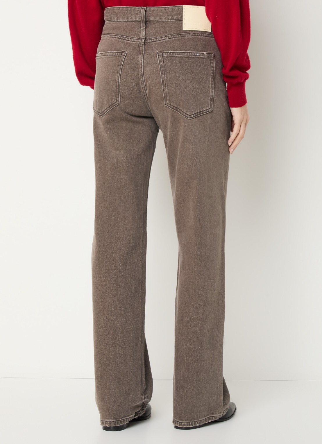 Bellerose Kia high waist straight leg jeans met gekleurde wassing - achterkant bruin