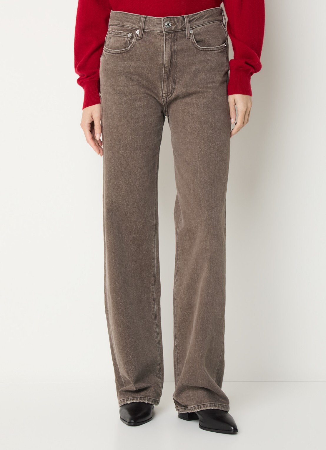 Bellerose Kia high waist straight leg jeans met gekleurde wassing - detail 2 bruin