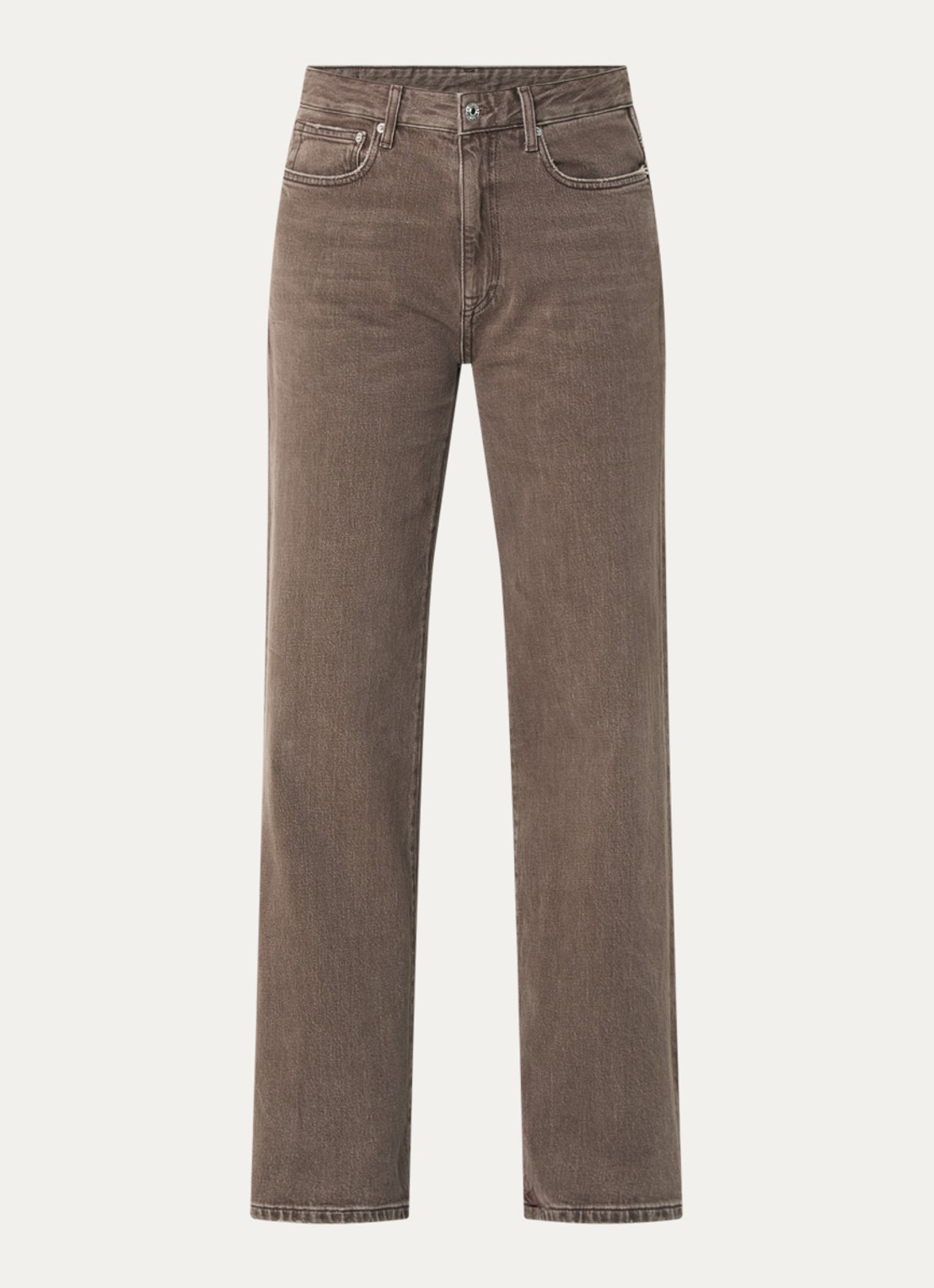 Bellerose Kia high waist straight leg jeans met gekleurde wassing - voorkant 4 bruin