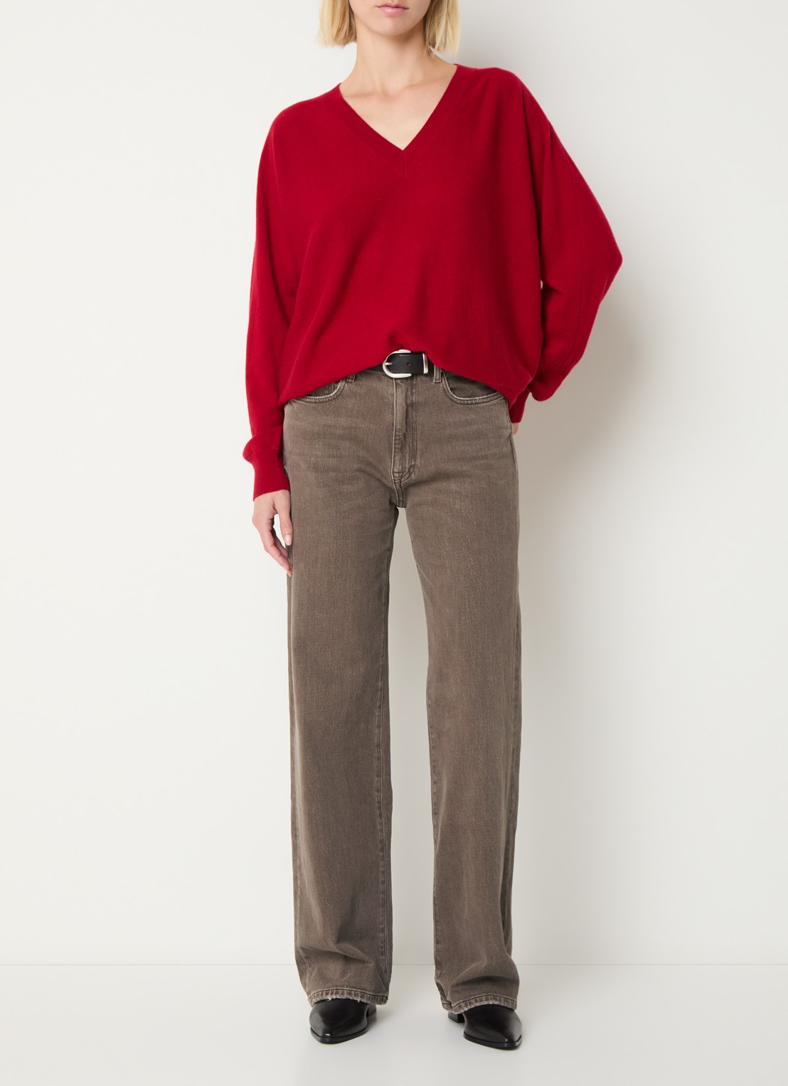 Bellerose Kia high waist straight leg jeans met gekleurde wassing - voorkant 5 bruin