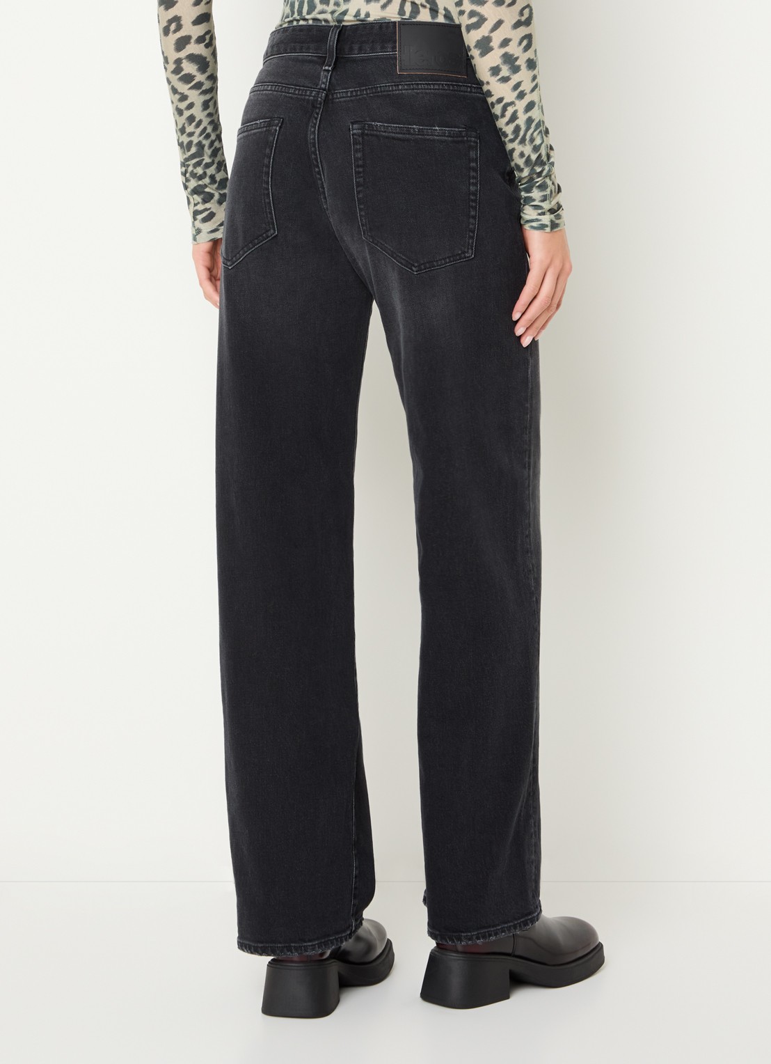 Bellerose Kia high waist straight leg jeans met gekleurde wassing - achterkant 5 zwart